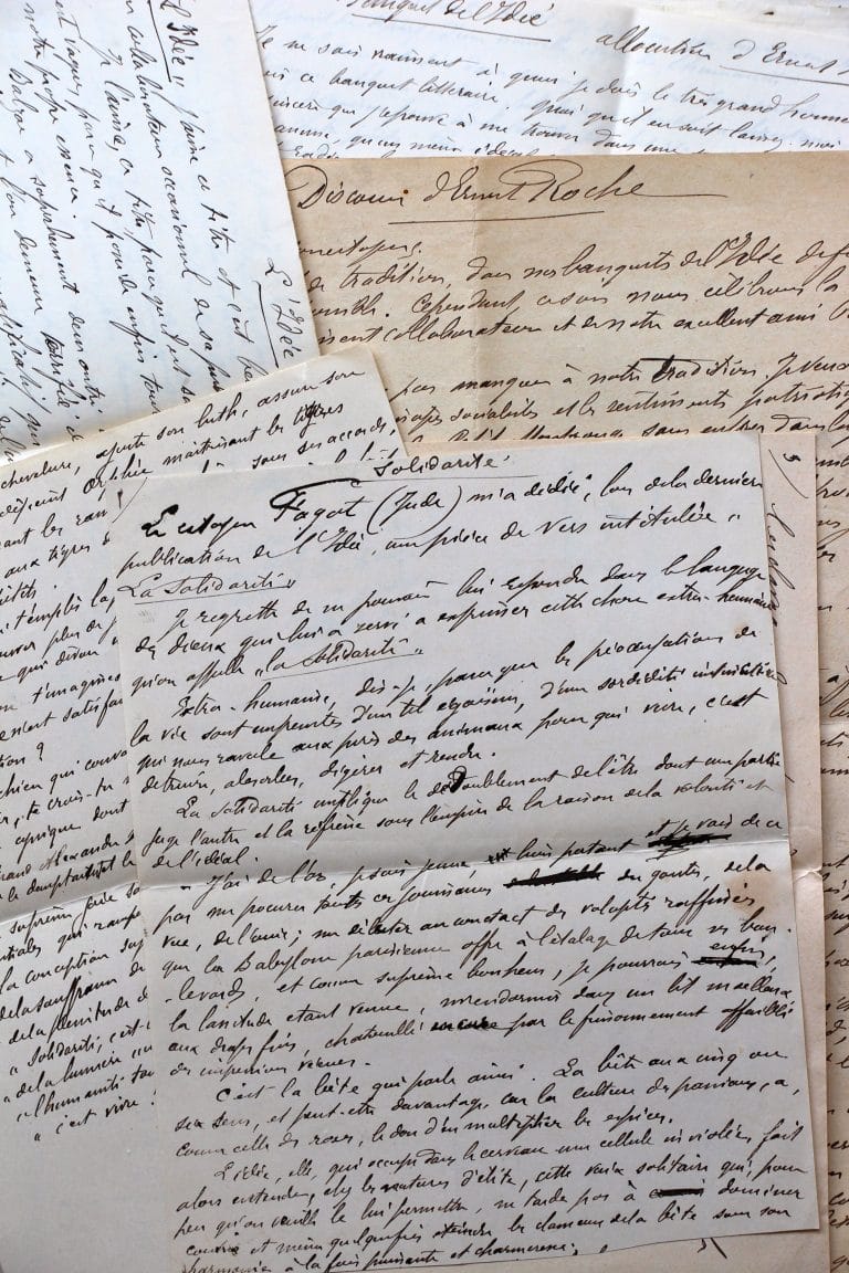Ensemble de manuscrits du socialiste fondateur des soupes populaires, Ernest Roche.