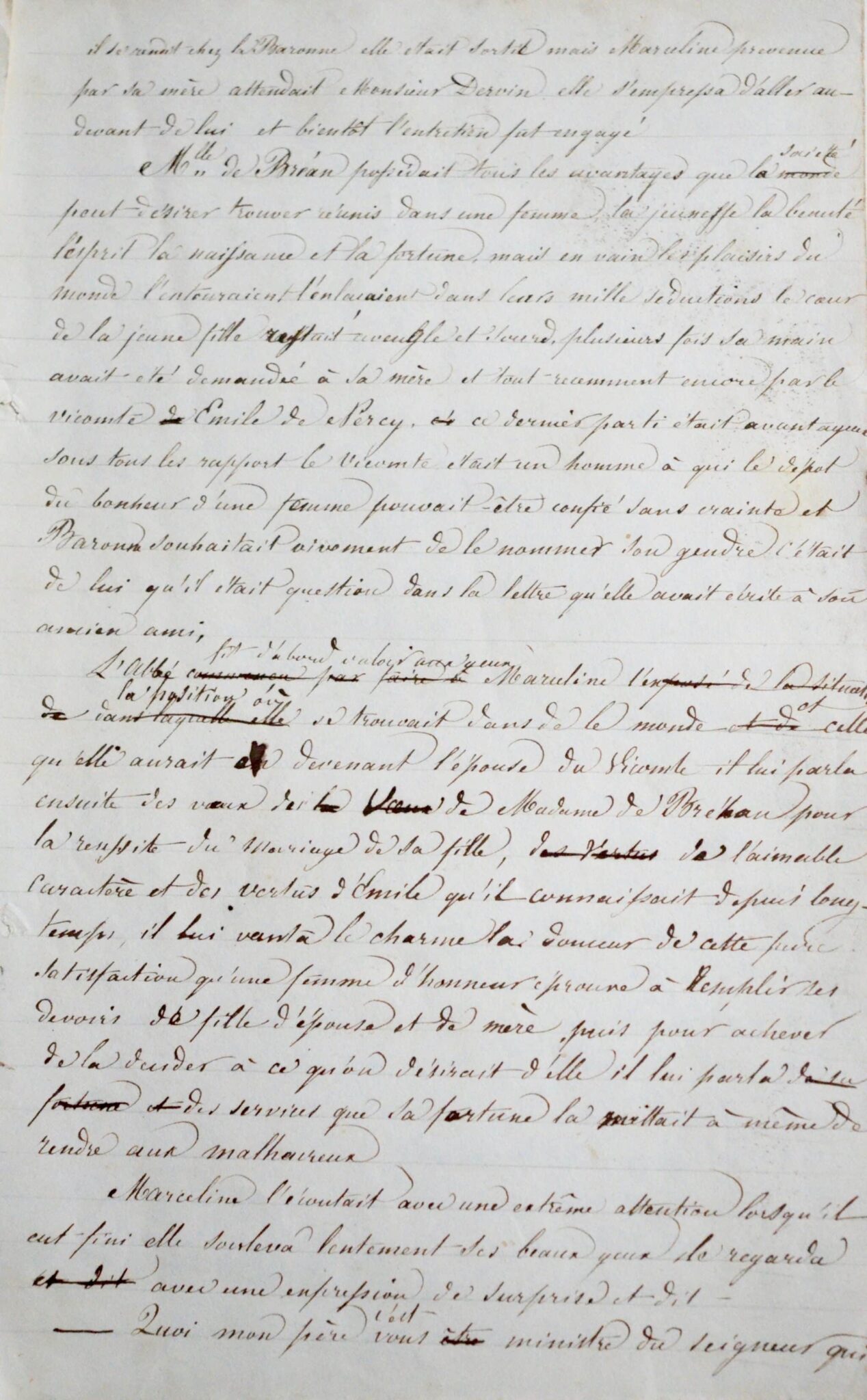 Manuscrit d'une version inédite de Marceline, d'Élisa Mercoeur. – vue 3 Manuscrit d'une version inédite de Marceline, d'Élisa Mercoeur. – vue 3