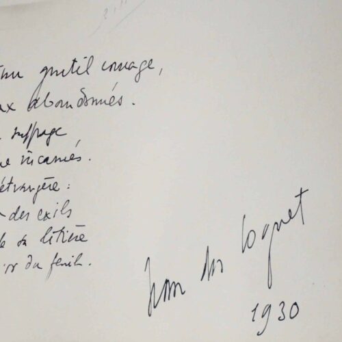 Photo dédicacée d'un poème du poète breton Jean Des Cognet.