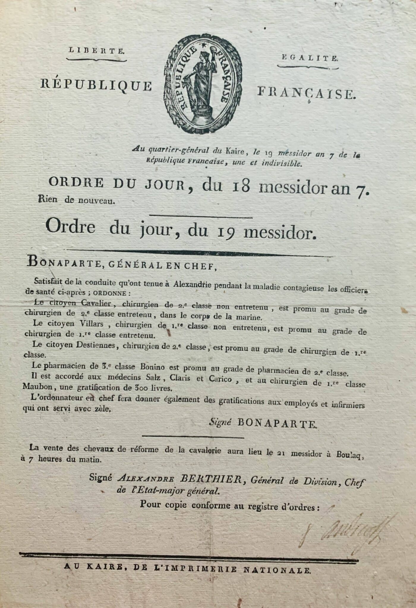D'Egypte, le général Andréossy signe un ordre du jour – vue 2 D'Egypte, le général Andréossy signe un ordre du jour – vue 2