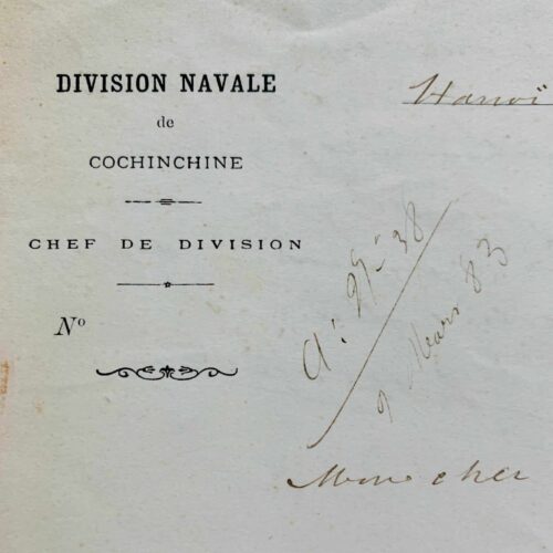 Letter from Hanoi by Commander Henri Rivière, two months before his death