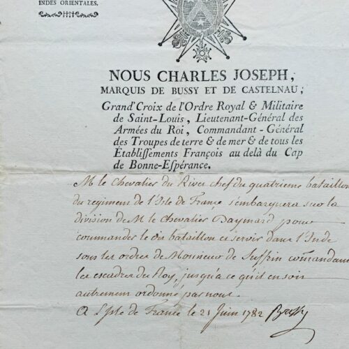 Bussy-Castelnau envoi un officier combattre en Inde auprès de Suffren. – vue 2