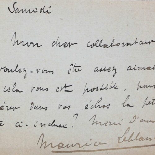 Maurice Leblanc demande l'insertion d'une note.