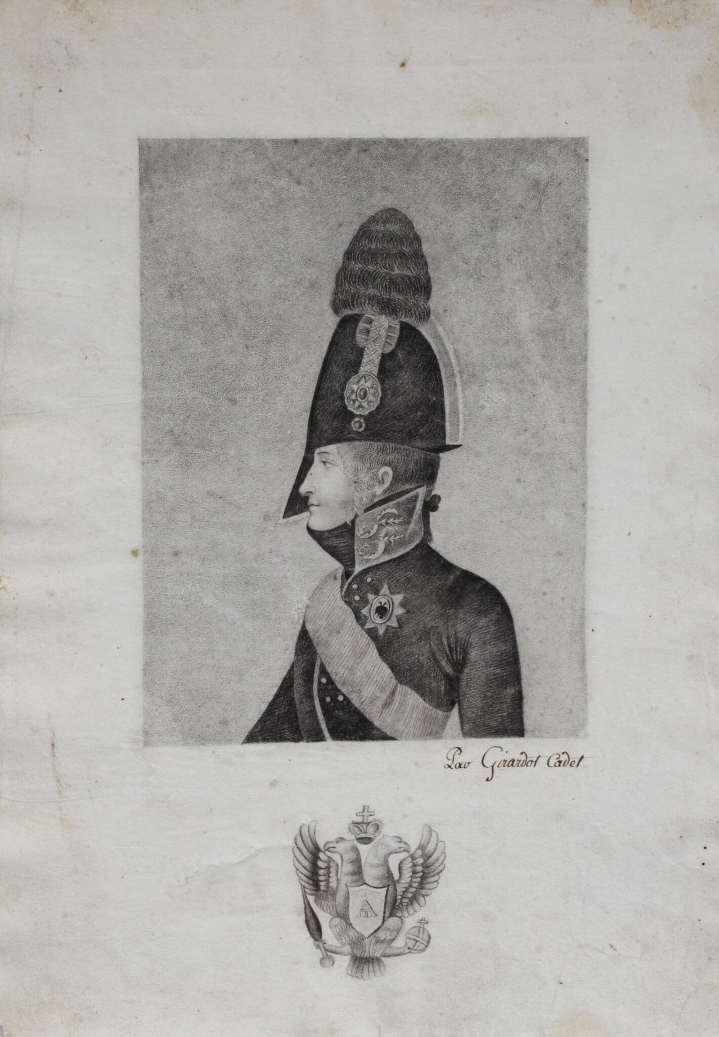 Beau portrait du tsar Alexandre 1er de Russie, dessin d'époque à la mine de plomb. – vue 3 Beau portrait du tsar Alexandre 1er de Russie, dessin d'époque à la mine de plomb. – vue 3