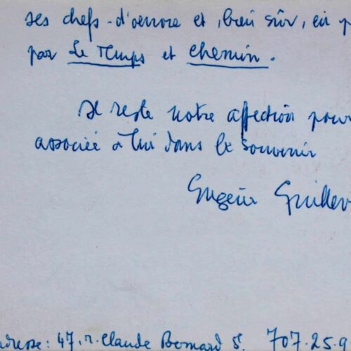 Un poème et une lettre d'Eugène Guillevic.