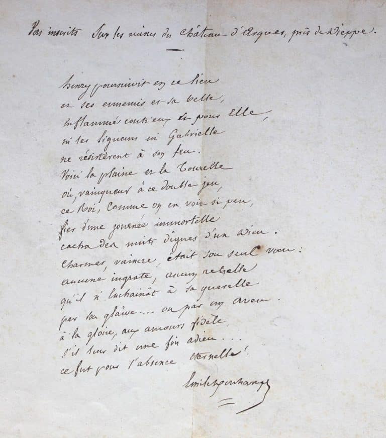 Manuscrits d&rsquo;une fable et d&rsquo;un poème d&rsquo;Emile Deschamps.