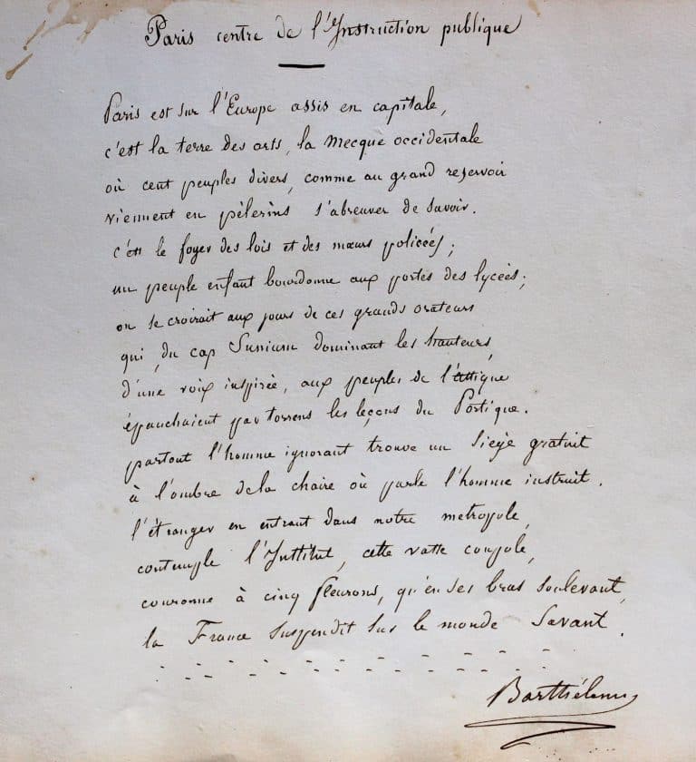 Auguste Marseille Barthélemy célèbre Paris capitale des arts et de la culture.