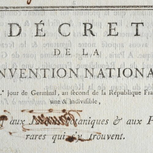 Décret de la Convention sur les Jardins botaniques et les plantes rares.