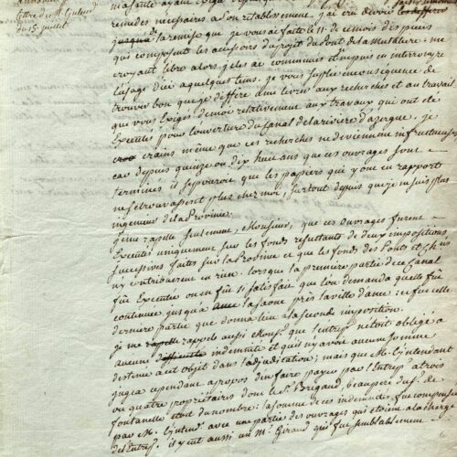 Lettre de l'architecte du pont de la Mulatière, à Lyon.