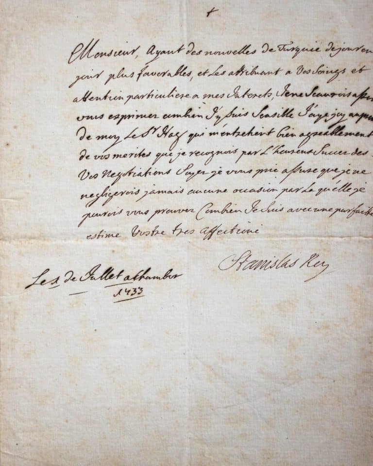 De Chambord, le roi Stanislas Leszczynski apprend de bonnes nouvelles de Turquie.