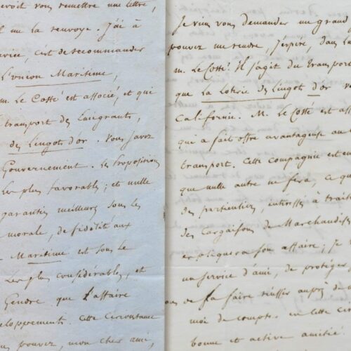 Deux lettres sur l'expédition d'émigrants en Californie par la Loterie des lingots d'or.