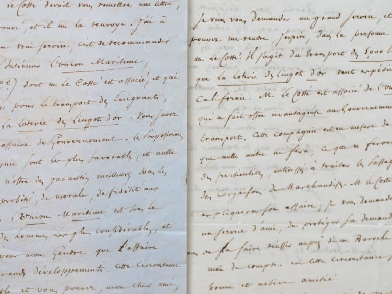 Deux lettres sur l&rsquo;expédition d&rsquo;émigrants en Californie par la Loterie des lingots d&rsquo;or.