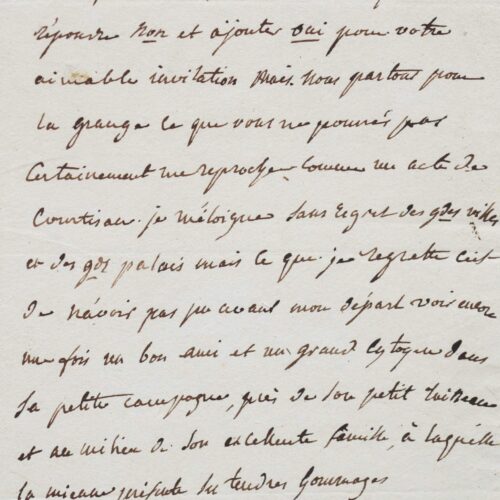 Belle lettre amicale du comte de Ségur à Boissy d'Anglas.
