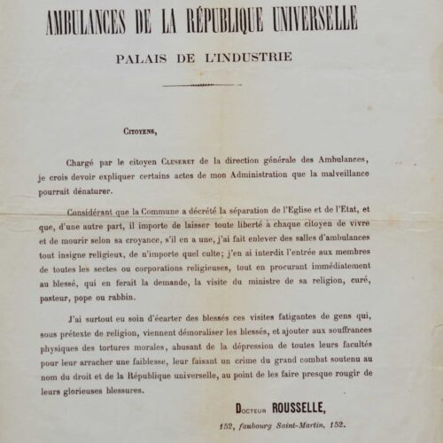 La Commune de Paris proclame la séparation de l'Église et de l'État. – vue 2