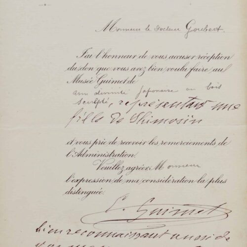 Émile Guimet réceptionne une divinité japonaise pour son musée. – vue 2