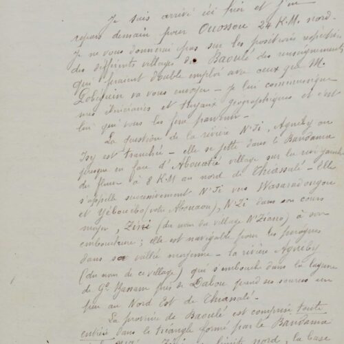 Très intéressante lettre de Marchand à Binger sur l'exploration des territoires Baoulé. – vue 2