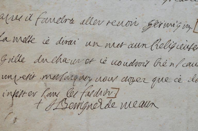 Bossuet rend visite à l&rsquo;abbaye de Faremoutiers.