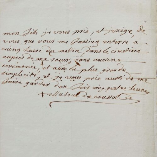 Dernières lettres du général Crussol d'Amboise avant son exécution le 8 thermidor an 2. – vue 2