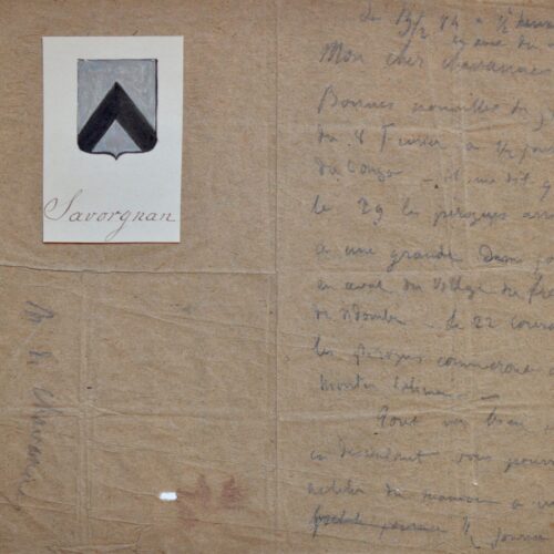Belle lettre de Brazza écrite du Congo à l'explorateur Ch. de Chavannes. – vue 2