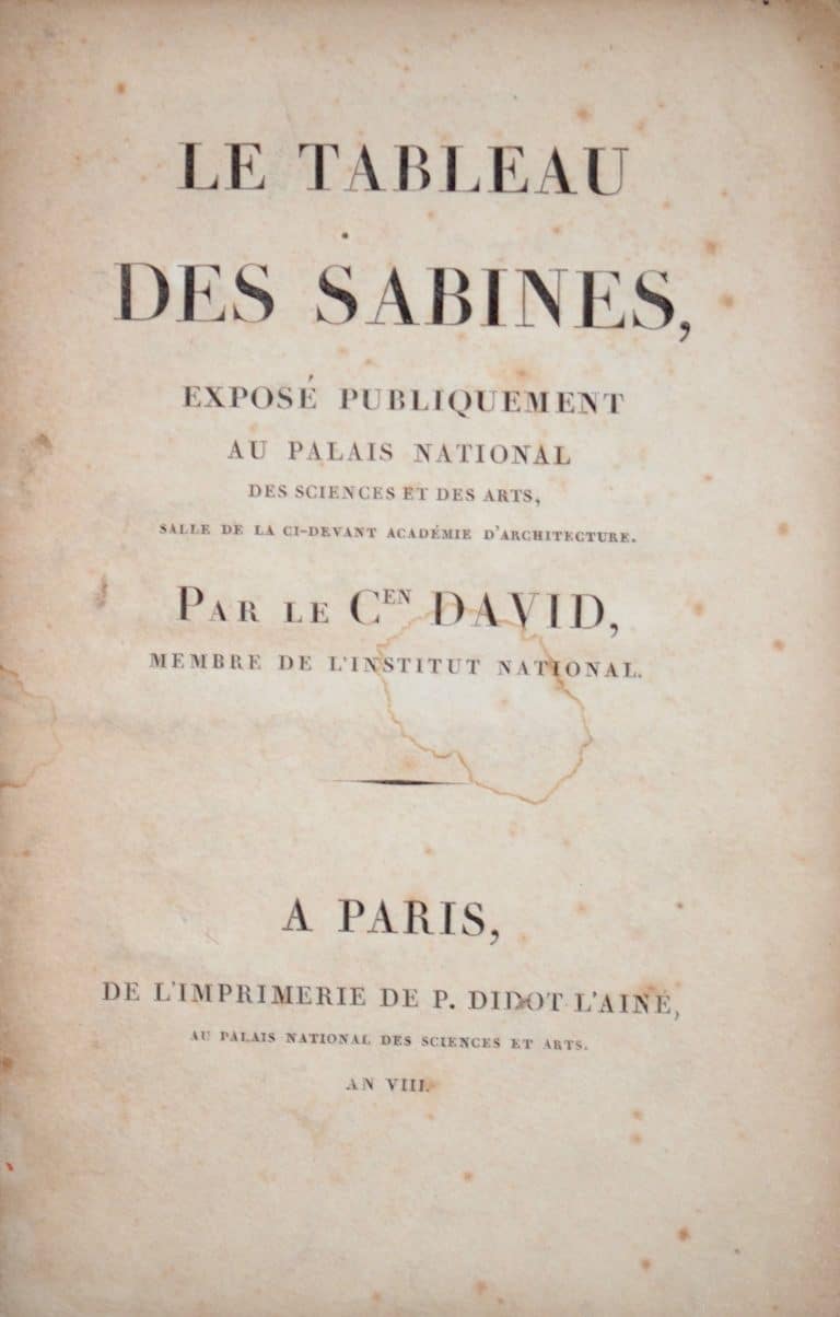Jacques-Louis David expose son tableau des Sabines et s&rsquo;en explique.