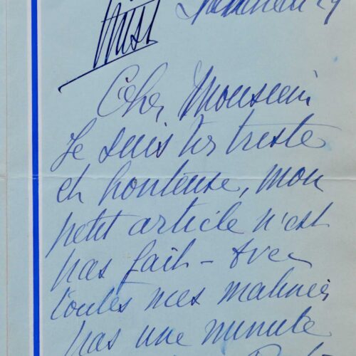 Mistinguett délègue l'écriture d'un article pour les soldats.