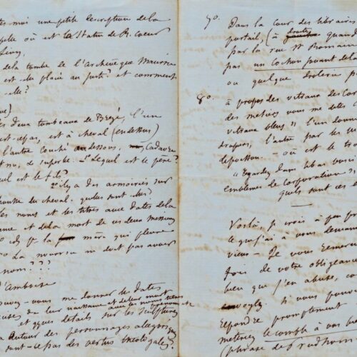 Longue lettre de Flaubert se documentant pour l'écriture de Madame Bovary. – vue 2