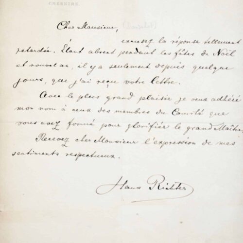 Le chef d'orchestre Hans Richter prêt à "glorifier le grand Maître".