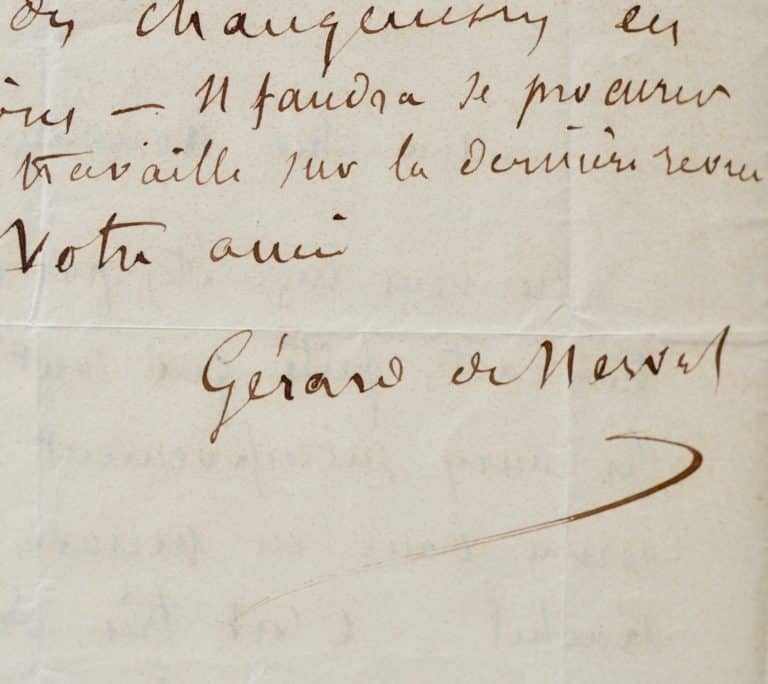 Importante lettre de Gérard de Nerval sur sa traduction de Kotzebue