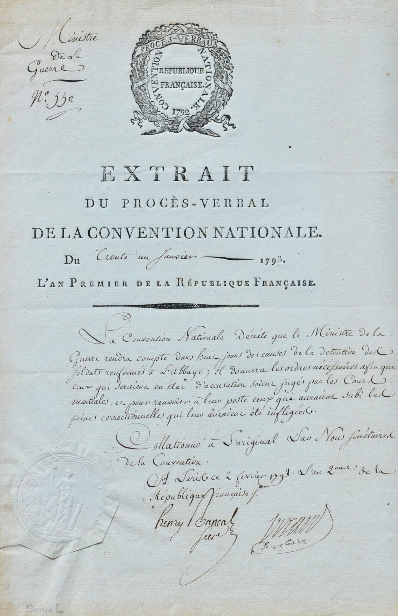 La Convention demande des comptes sur les soldats enfermés à l'Abbaye – vue 3 La Convention demande des comptes sur les soldats enfermés à l'Abbaye – vue 3