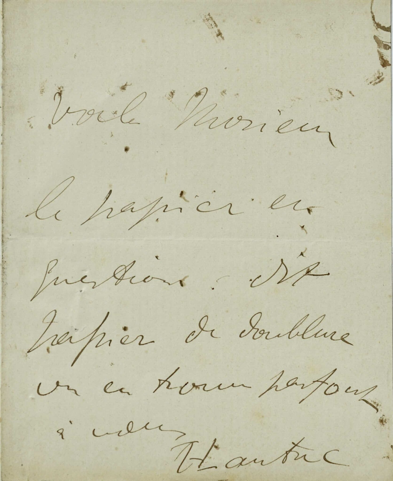 Henri de Toulouse-Lautrec indique le type de papier