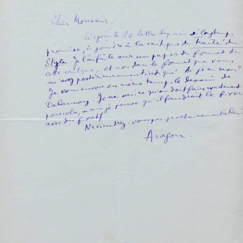 Deux lettres d'Aragon sur la Critique du Traité du style – vue 2