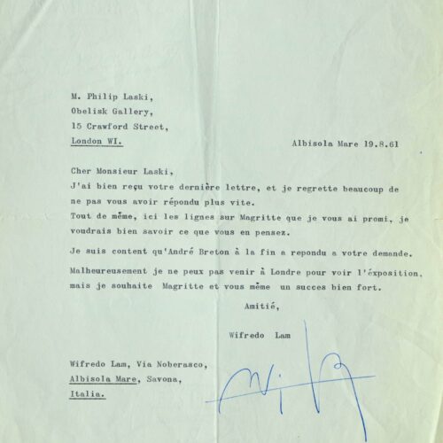 Rare texte surréaliste de Wifredo Lam, au sujet de Magritte – vue 2