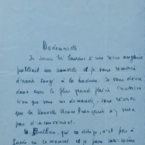 Sartre accepte la traduction en anglais d'une de ses nouvelles – vue 2