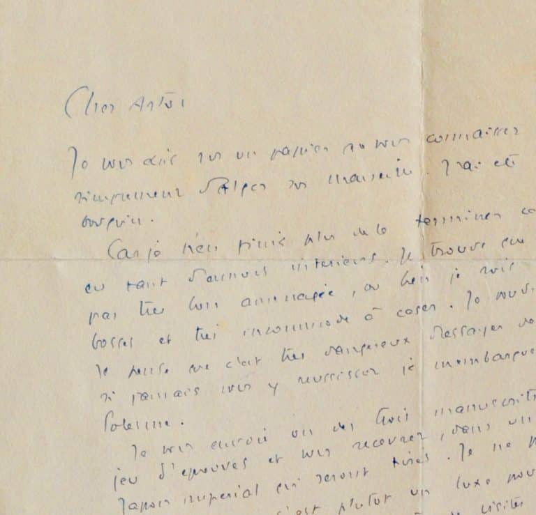 Très rare et belle lettre de Saint-Exupéry : « je voudrais connaître la paix »