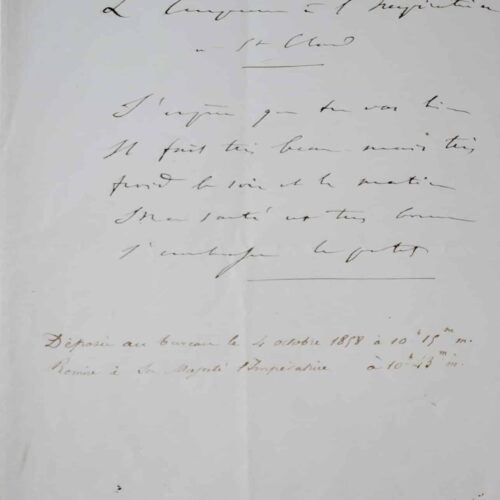 Billet de Napoléon III à Eugénie de Montijo – vue 2