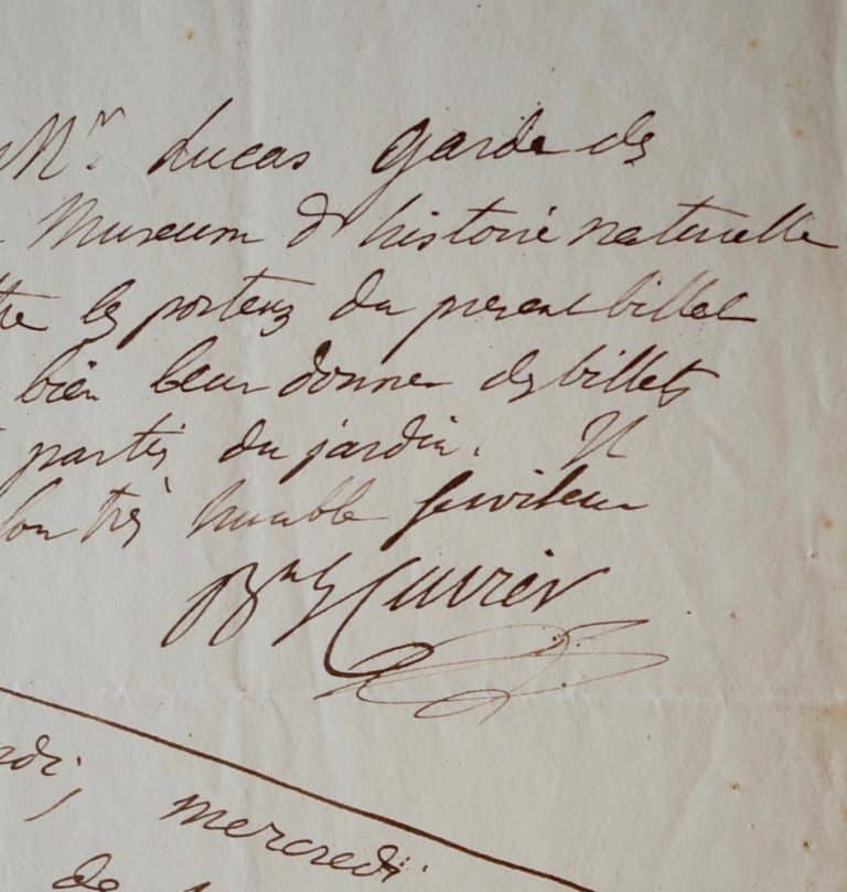 Laissez-passer de Georges Cuvier pour le Muséum d&rsquo;Histoire naturelle