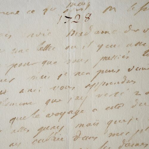 Montesquieu écrit à une amie durant son voyage en Europe