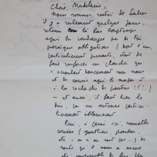 Claude Simon remercie Madeleine Chapsal pour Un été sans histoire – vue 2