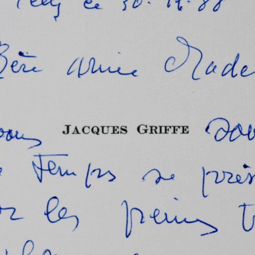 Jacques Griffe à son amie Madeleine Chapsal