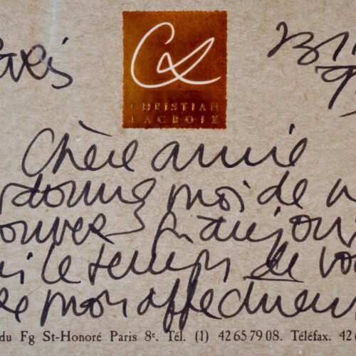 Belle correspondance de Christian Lacroix à Madeleine Chapsal – vue 2