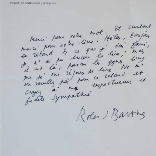 Roland Barthes remercie Madeleine Chapsal pour son livre – vue 2