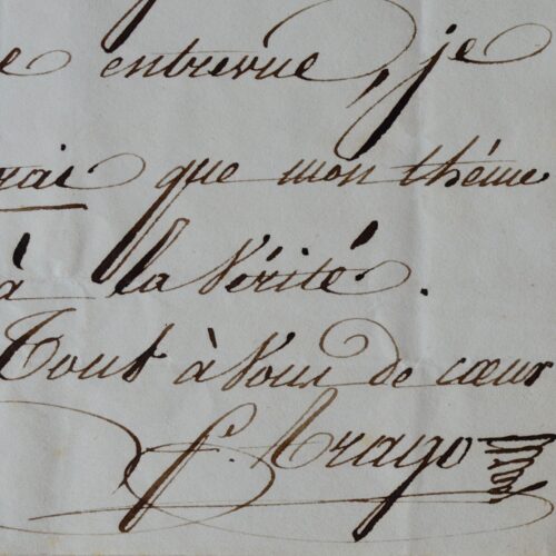 Lettre de François Arago à David d'Angers