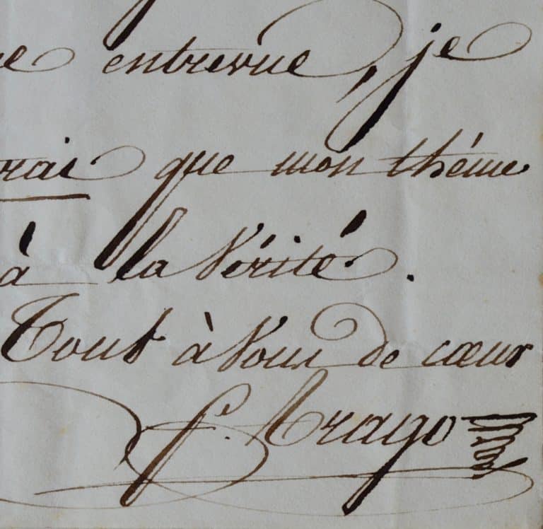 Lettre de François Arago à David d&rsquo;Angers