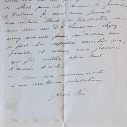 Anaïs Nin confie la traduction de deux ouvrages à A.V. Aelberts – vue 2