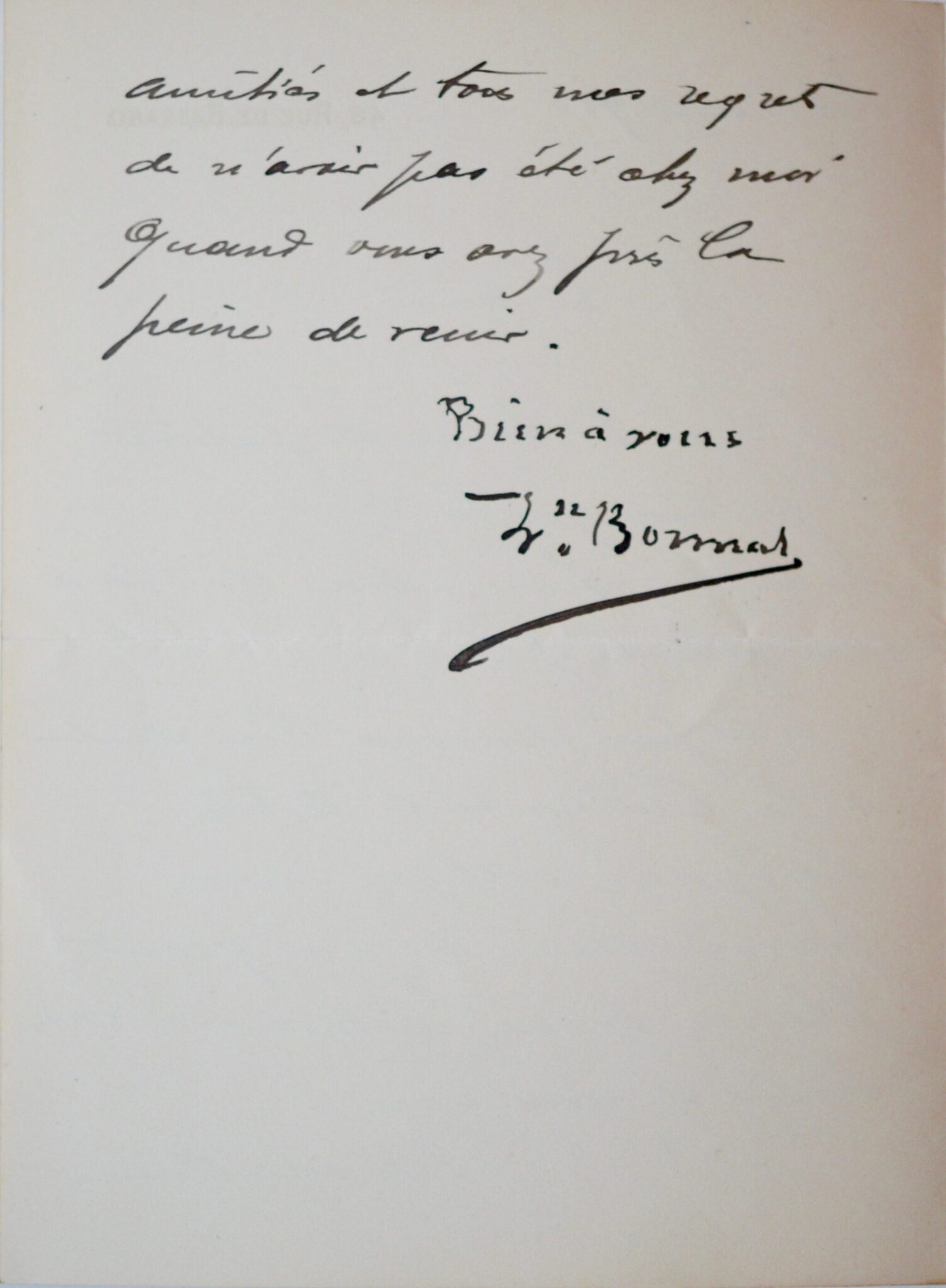 Correspondance de Léon Bonnat à Albert Besnard – vue 3 Correspondance de Léon Bonnat à Albert Besnard – vue 3