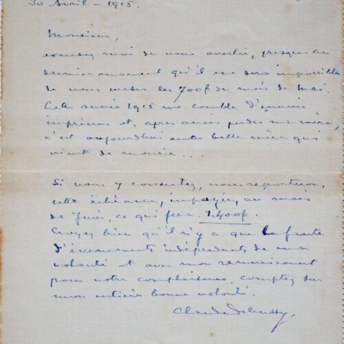 Debussy endeuillé et endetté : "cette année 1915 me comble d'ennuis imprévus" – vue 2