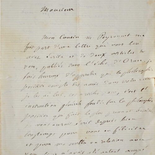 Importante correspondance d'Émile Littré, sur une période de 14 ans – vue 2