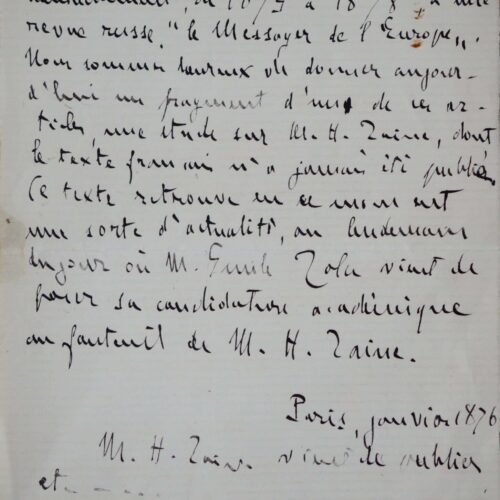 Zola, Taine et l'Académie française – vue 2
