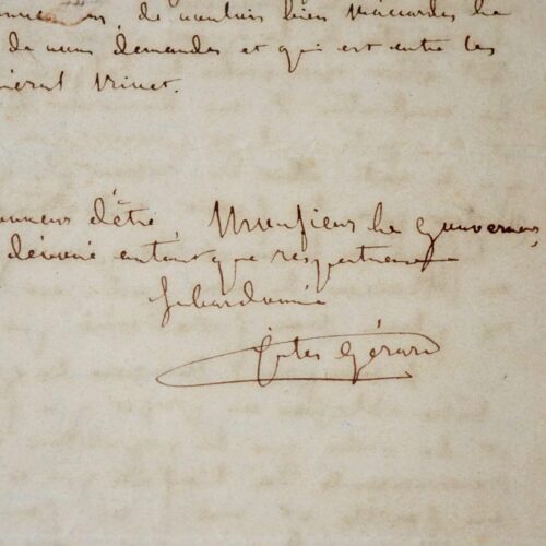 Jules Gérard, le tueur de lions, créé une "lionnerie" et offre une peau a Napoléon III