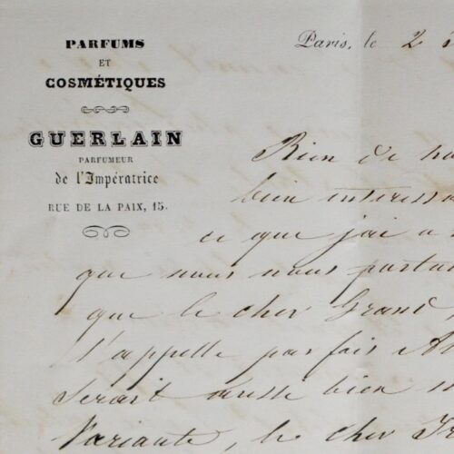 Rare lettre de Pierre Guerlain, parfumeur, fondateur de la Maison Guerlain